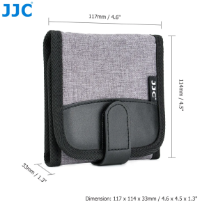 JJC | JJC Lens Filter Pouch Case for Circular Filter Up to 82mm 3-Pocket Lens Filter Wallet Storage Bag with Fasten Belt Loop Design