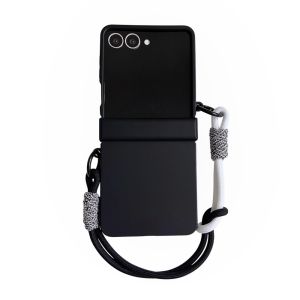 Ốp Điện Thoại Có Dây Đeo Cổ Tay Màu Tương Phản Kép Cho Samsung Galaxy Z Flip 7/6/5/4/3/8 Có Dây Đeo Cổ Tay Vỏ PC Cứng Chống Trầy Xước Chống Bụi