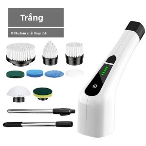 Bàn Chải Vệ Sinh Cầm Tay Đa Năng 9 Trong 1 Có Tay Cầm Dạng Ống Lồng Cho Sàn Nhà Tắm Và Nhà Bếp - Có Thể Sạc Lại