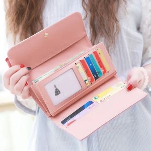 JIFANPAUL | Long Trifold Wallet with Multiple Card Slots Snap Closure Diamond Pattern