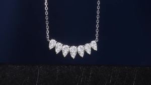APIR Inlaid Moissanite Smile Curved Moissanite Necklace for Women Sterling Silver Dainty Clavicle Chain Jewelry Birthday Gift