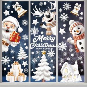 Christmas Window Clings Double-Sided Reusable Window Stickers 3D Xmas Window Decals for Holiday Party Home Windows Glass Decor