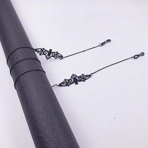 1pc Bat Glasses Chain Goth Sunglasses Eyeglass Necklace Black Bat Glasses Retainer Strap Holder Lanyards Party Accessories