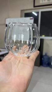 2PCS 420ml Halloween Pumpkin Glass Cup Clear Pumpkin-Shaped Drinking Glass for Iced Coffee Juice Soda Party Drinks and Desserts