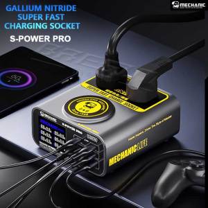 MECHANIC S-power Pro QC3.0 PD67W Fast charging Tech With LCD Digital Display Multi-Port Charger For Laptops Phone Camera Pad etc