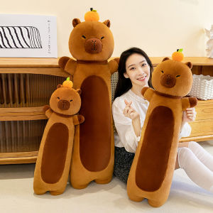JOJO CASTLE Cute Fluffy Sleepping Pillow Capybara Plush Doll Kawaii 55/70/90/110cm Long Capybara Plush Pillow Stuffed Toy Stuffed Animals Birthday Gift for Girlfriend 水豚鼠 卡皮巴拉