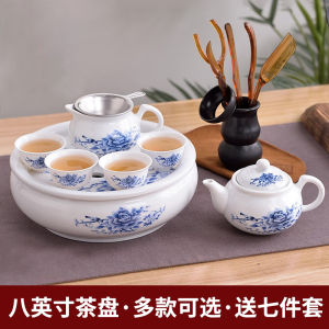 Phong Cách Trung Hoa Khay Trà Gốm Sứ Hoàn Chỉnh Bộ Trà Gongfu Cho Phòng Khách Sử Dụng Tại Nhà Khay Chứa Nước Bộ Bình Trà Dành Cho 4 Người
