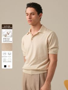 Silk and Long-staple Cotton Knit Polo Shirt 16 Needle