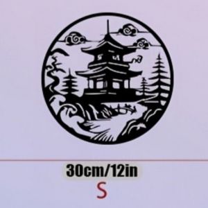 CIFbuy | CIFBUY Metal Wall Art Japanese Pagoda Iron Craft Sculpture Indoor Outdoor Home Living Room Bedroom Decor Plaque