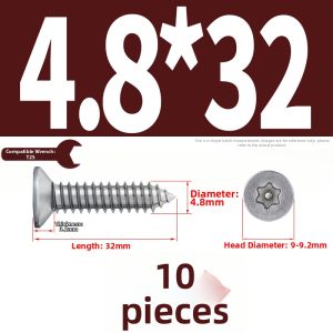 BAIRUITE | Round Head Torx Security Self Tapping Screws 304 Stainless Steel