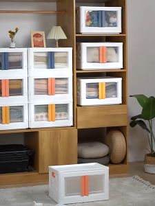 COLOGO 🥇 Stackable Two Open Doors Storage Box Plastic Cabinet with Wheel Roda Bekas Simpan Dua Pintu Kotak simpanan