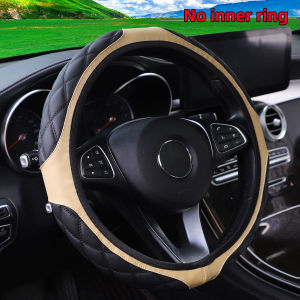 PU leather three-dimensional embroidered elastic car steering wheel cover without inner ring suitable for 14.5-15 inches of auto