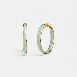 Golden Colored Enamel Riviera Hoop Earrings