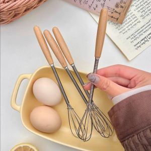 YESPERY Stainless Steel Egg Whisk with Wooden Handle Kitchen Manual Whisk Milk Egg Beater Egg Mixer Kitchen Tools