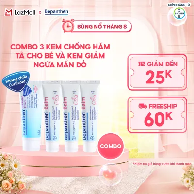 Combo 3 Kem Chống Hăm BEPANTHEN Balm Dạng Kem Mỡ Tuýp 30G x3 và Kem Giảm Ngứa BEPANTHEN Itch Relief Cream 20G Giảm Ngứa Nhanh Trong 30 Phút
