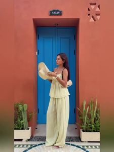 Striped Resort Style Two-piece Set For Women