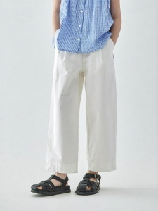 KECHU | Cotton Girls Casual Pants With Waist Pleat 3/4 Length