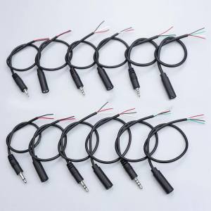 JCD 2.5mm 3.5mm 2/3/4Pin Mono Stereo Audio Cable Male Female Plug Jack Connector Extension Wire DIY Earphone Repair Cable 25CM
