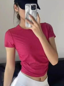 เสื้อยืดกีฬาคอตตอนสำหรับผู้หญิง แขนสั้น แห้งเร็ว ระบายอากาศได้ดี ทรงสลิมฟิต สำหรับเล่นกอล์ฟ โยคะ ฟิตเนส วิ่ง ฤดูร้อน