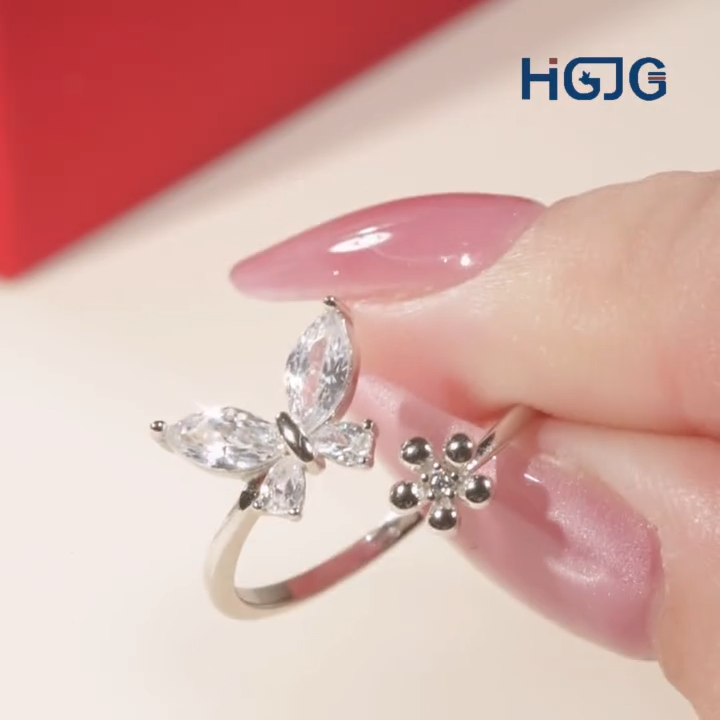 Nhẫn Bạc Nữ 925 HGJG Hình Bướm Đính Đá, Nhẫn Nữ Dạng Hở Dễ Thương, Quà ...