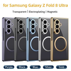 Premium Luxury Plating Transparent for Magsafe Phone Case for Galaxy Z Fold 8 Ultra 7 6 5 4 Glass Screen Film Full-Protect Cover