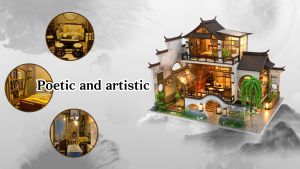 Emerie Yara DIY Miniature Dollhouse Kit - Poetic Charm - w/ LED Lights Music Box Dust Cover - Hobby | Craft | Gifts
