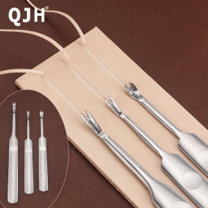 Premium Stainless Steel Leather Crafting Slot Tool Set - Groover V & U Shape Gouge Edge Skiving Knife DIY Leather Punch Tools