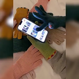 Găng tay len nữ hở ngón dùng cảm ứng điện thoại tiện lợi dày dặn giữ ấm mùa đông