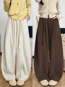 Loose Wide Leg Corduroy Pants Womens Autumn 2025 New Style Suspenders High Waist Elastic Band Casual Loose Drapey Pants