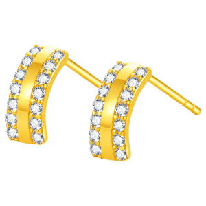 New Chinese Style Simple Curved 24K Gold Earrings