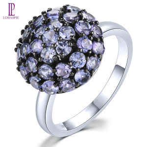 Lohaspie Jewelry Real 2.3 Carats 925 Sterling Silver Rings Natural Tanzanite Ring 925 Silver Ring With Stone Women Fashion Rings Tanzanite Ring Lohaspie Jewelry