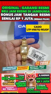 CASIO ORIGINAL - CASIO LTP-V007G-9EUDF - New - WOMEN - Gold Water - Stainless - Jam dunia JD18ST