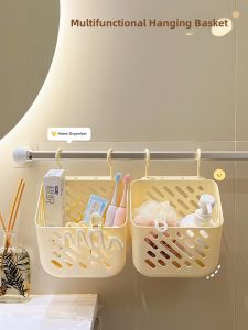 Multifunctional Plastic Hanging Basket Storage Rack Hook Bathroom Shower Cosmetic Storage Basket Organizer Home Storage Tools