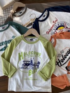 Moisture Wicking Long Sleeve T-Shirt for Boys Comfortable Soft Cotton Fabric with Crewneck Vintage American Style Printed Design