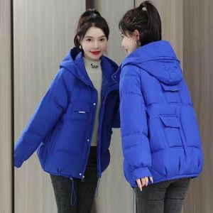 Ultralight turun jaket wanita musim sejuk satu warna Hooded kapas kot kasual jaket pendek