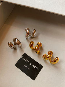 CAFFTI | Gold Silver Water Drop Plain Circle 925 Sterling Silver Earrings