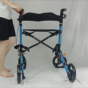 DoubleValue รถเข็นสี่ล้อสำหรับผู้สูงอายุ สะดวกและปลอดภัย พกพาสะดวก มั่นคงและทนทาน มาพร้อมเบรกและเบาะนั่งนุ่มสบาย รถช่วยเดินฟื้นฟูสมรรถภาพ 6 ล้อ สีแดง การฝึกฟื้นฟูอัมพาต