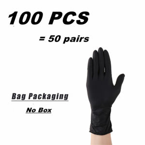 20/50/100PCS Black Nitrile Gloves Disposable Thick Textured Safety Work Gloves for Mechanic Auto Kitchen Cleaning Tattoo Gloves