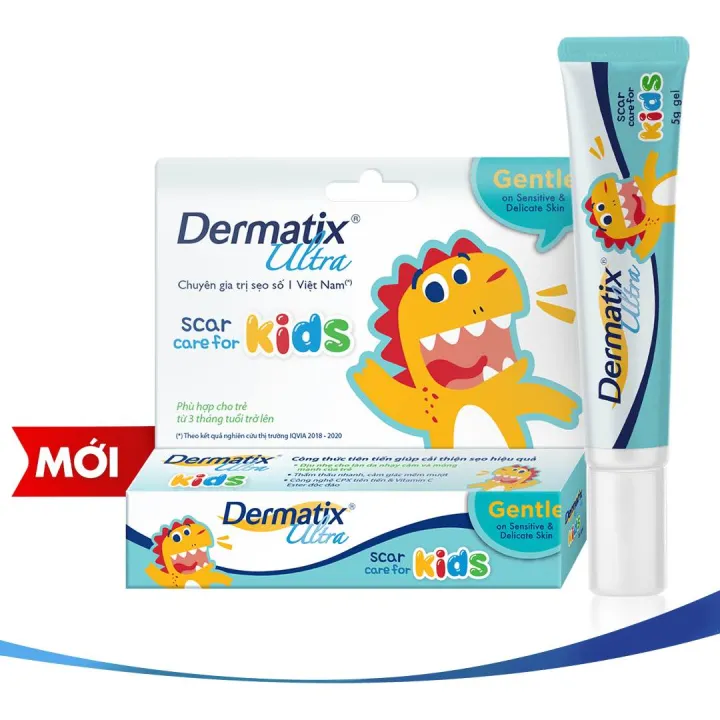 Gel Dermatix Ultra Kids giúp làm phẳng, mờ các vết sẹo trẻ em, té ngã, phẫu thuật, bỏng, côn trùng cắn cho bé từ 3 tháng
