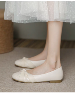 Brand New Womens Leather Flat Shoes Spring Summer Autumn Fairy Style Soft Bottom Slip-On Fashionable Mary Jane Shoes