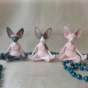 Meditation Yoga Happy Cat Whimsical Buddha Sphinx Figurine Art Decor Sculpture Statue Home Crafts