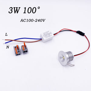 Mini LED Spotlight 3W DC12-24V AC100-240V Recessed Ceiling Downlight for Indoor Room Cabinet Bedroom Home Kitchen Cut :Φ25mm