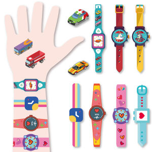 Safe Non-toxic Waterproof Tattoo Stickers for Boys And Girls Cartoon Car Watch Watermark Stickers Animal Plant And Character Shapes
