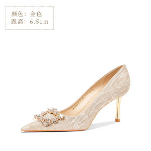 Giày Cao Gót Nhung Màu Đỏ Cưới Giày Đi Đám Cưới Cho Nữ Giày Đế Vuông Đính Đá Vuông Giày Đơn Thời Trang Thường Ngày