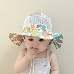 Cute Dinosaur Baby Fishing Cap Large Brim Sun Hat Boys Girls Childrens Summer Hat Cotton Blend Fabric round Top Casual Scene