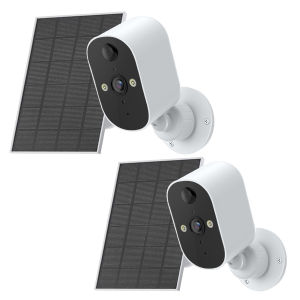2-Packs Wireless Surveillance Camera 1080P WiFi Home Security Recharge Battery Solar Powered IP Camera Outdoor Human Detection