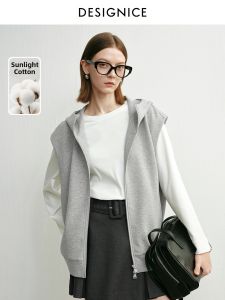 DESIGNICE | High Street College Style Hooded Vest Casual Loose Outerwear
