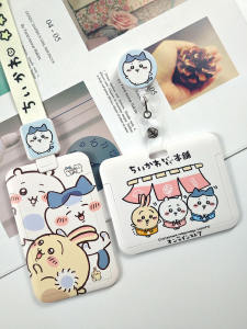 Cartoon Xiao Ba Card Holder Bus Pass Pick-up Card Easy-to-Clip Retractable Lanyard Business Card School ID Card Metro Card