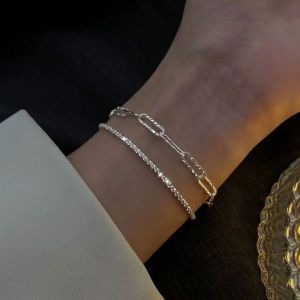 Silver Color Sparkling Multilayer Bracelet For Womens Delicate Adjustable Geometric Wristband Temperament Wedding Accessories