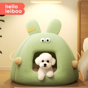 HELLOLEIBOO | Closed Safety Small Dog House Winter Dog Bed